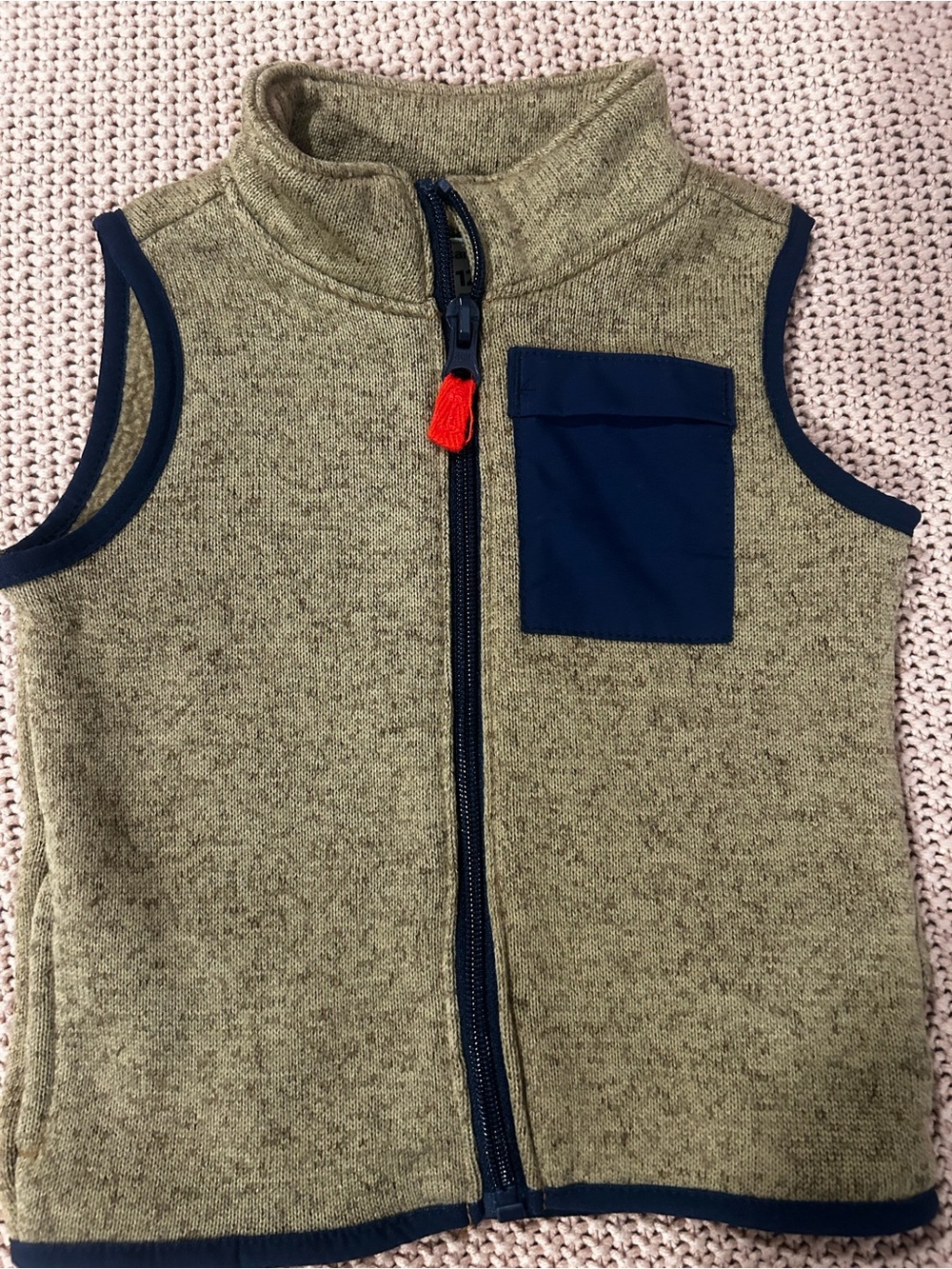 Carter’s Baby Boy 12M Heathered Brown Fleece Lined Full Zip Sweater Vest